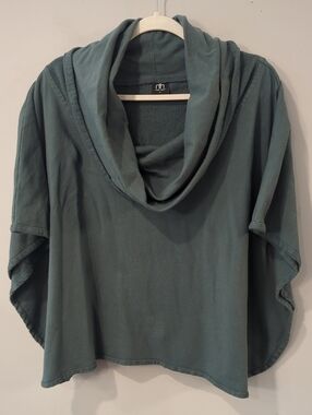 Cape Poncho Cowl Neck Teal Heidi Hess size‎ Medium